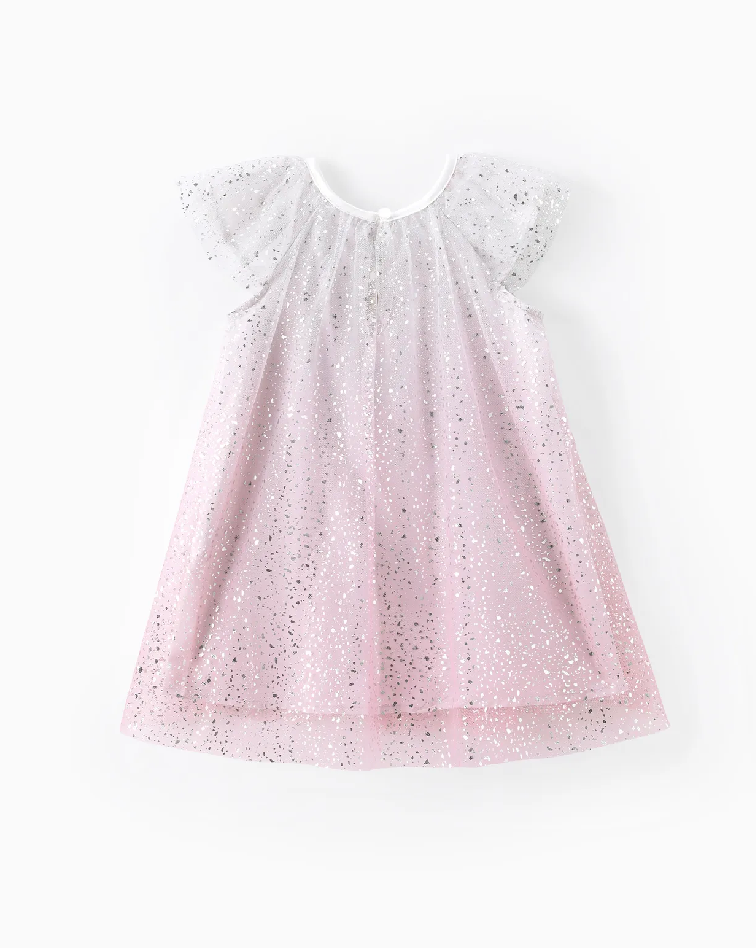 Toddler Girl Gradient Stars Print Mesh Dress ANT Toddler Girl Gradient Stars Print Mesh Dress ANT