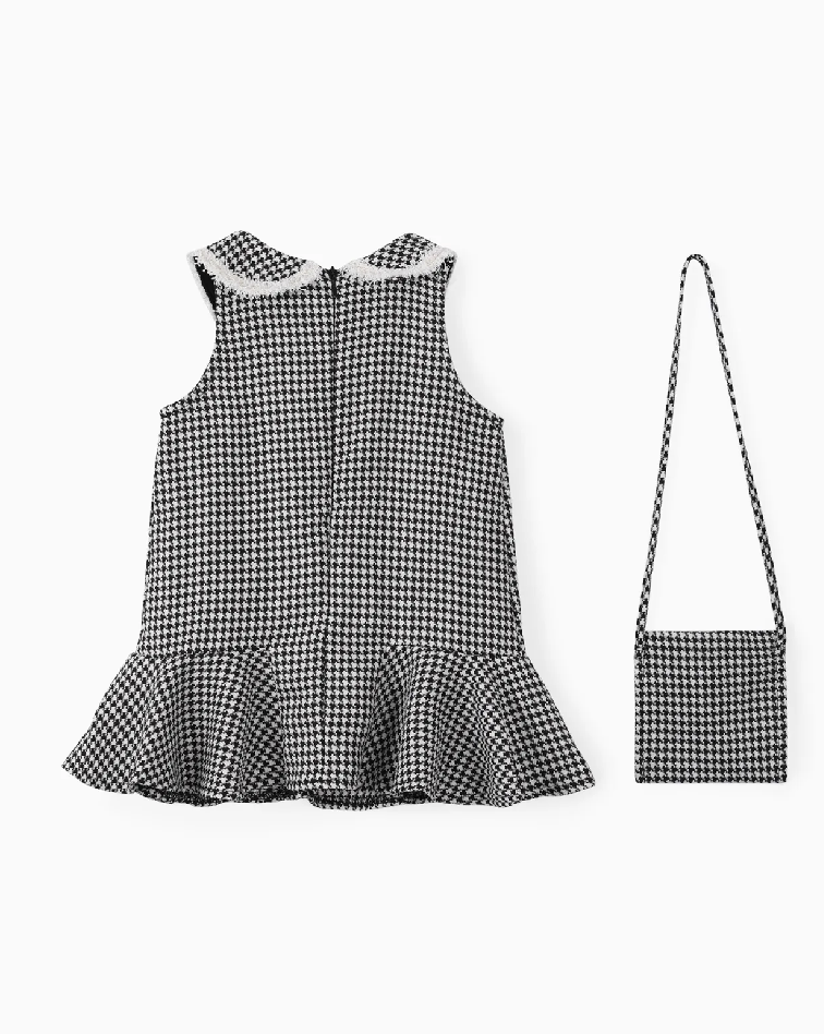 2pcs Toddler Girl Classic Grid/Houndstooth Dress Set share icon