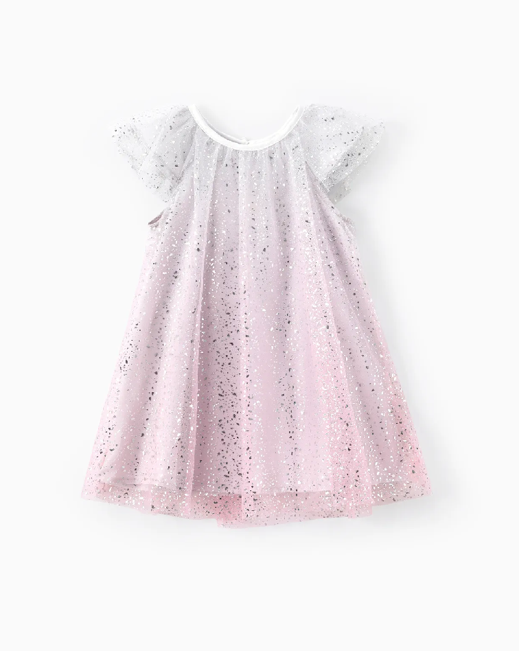 Toddler Girl Gradient Stars Print Mesh Dress